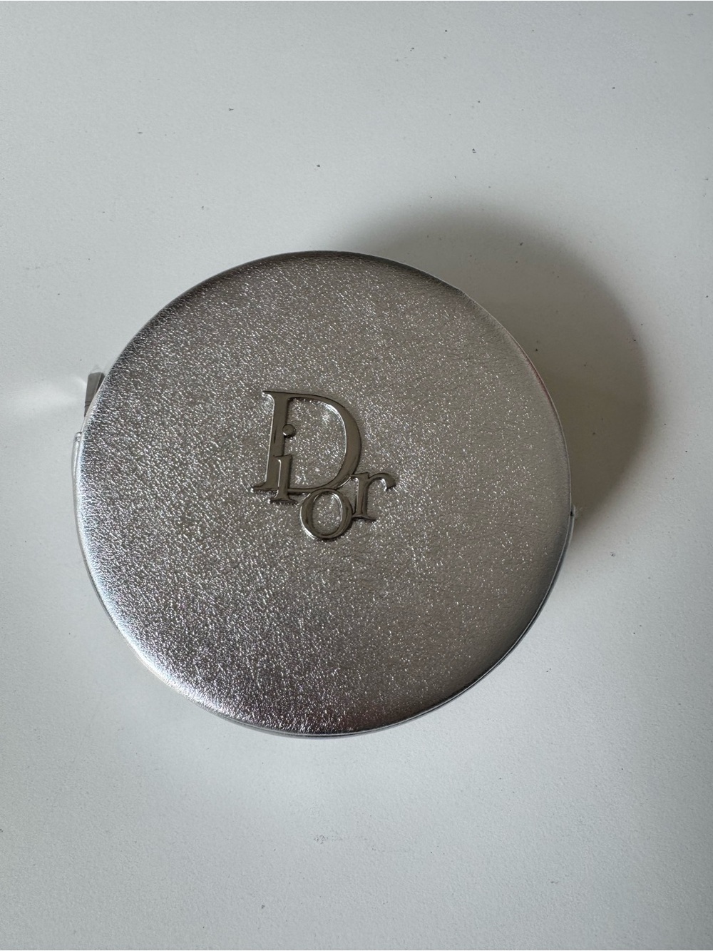 Authentic Dior Beauty Metallic Silver Round Makeup Pouch VIP Gift